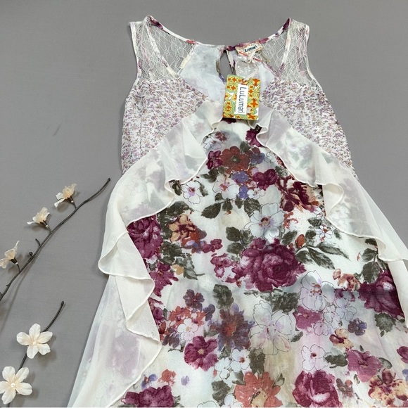 NWT! LULUMARI boho floral patchwork romantic dress, S. - Picture 6 of 13